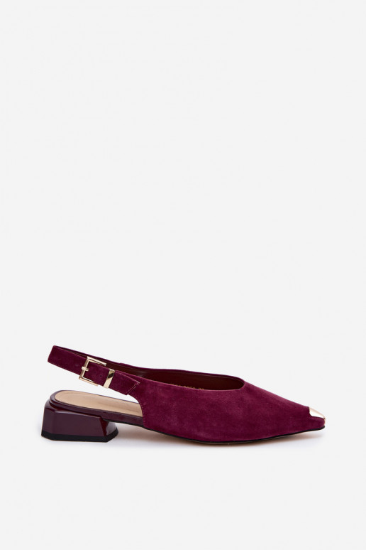 Sandali in suede da donna con tacco basso D&A CR61-3050 bordeaux