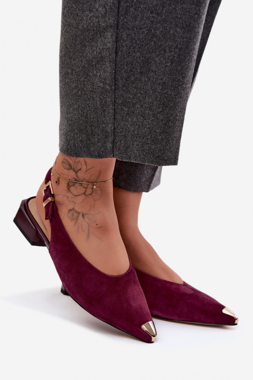 Sandali in suede da donna con tacco basso D&A CR61-3050 bordeaux