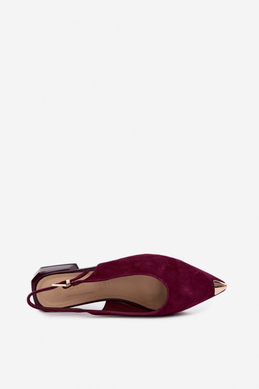 Sandali in suede da donna con tacco basso D&A CR61-3050 bordeaux