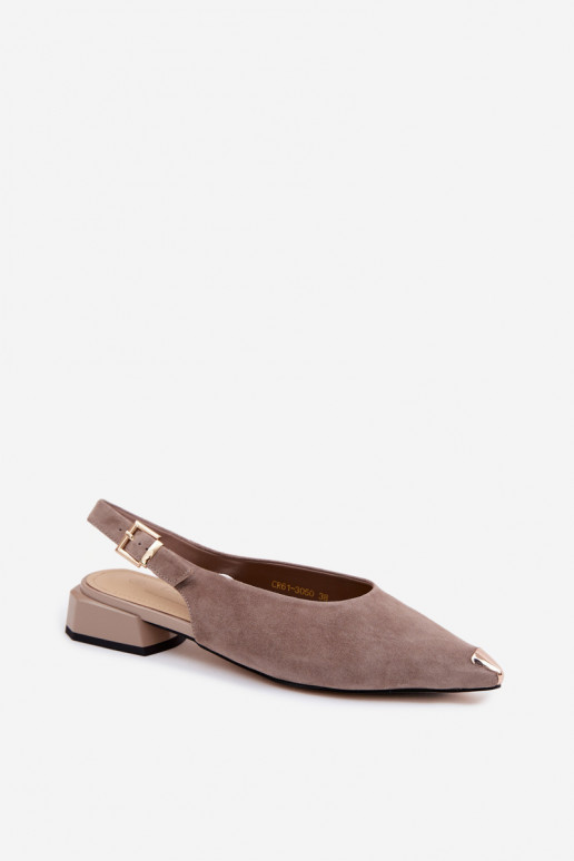 Sandali in suede da donna con tacco basso D&A CR61-3050 sabbia