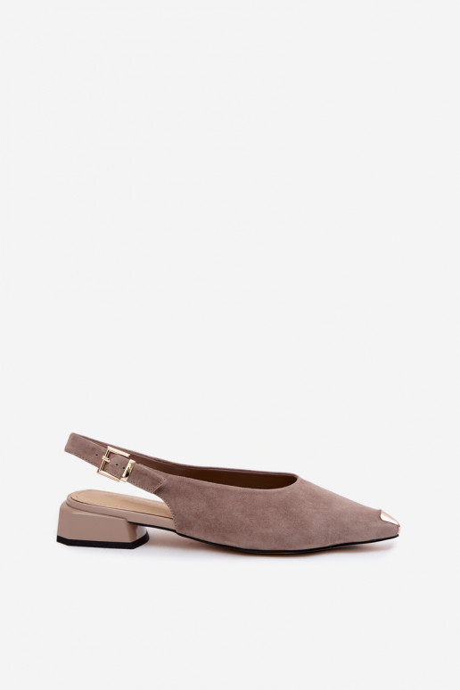 Sandali in suede da donna con tacco basso D&A CR61-3050 sabbia
