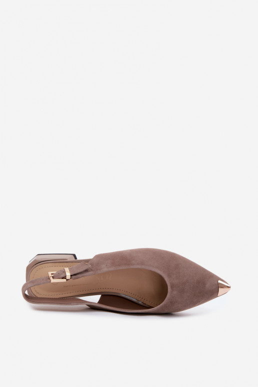 Sandali in suede da donna con tacco basso D&A CR61-3050 sabbia