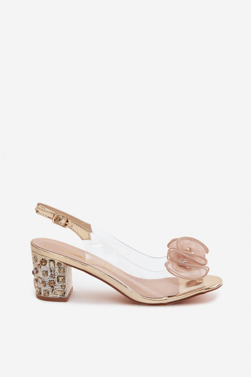 Guardare attraverso sandali con i tacchi con gli occhi lucenti D&A MR61-9012 colore dorato