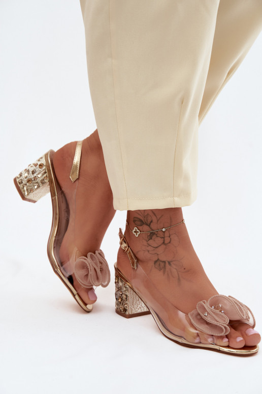 Guardare attraverso sandali con i tacchi con gli occhi lucenti D&A MR61-9012 colore dorato