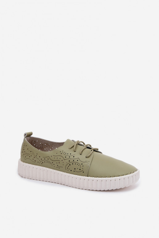 con elementi traforati scarpe Femminile con lacci colore verde Pearla