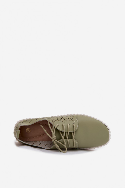 con elementi traforati scarpe Femminile con lacci colore verde Pearla