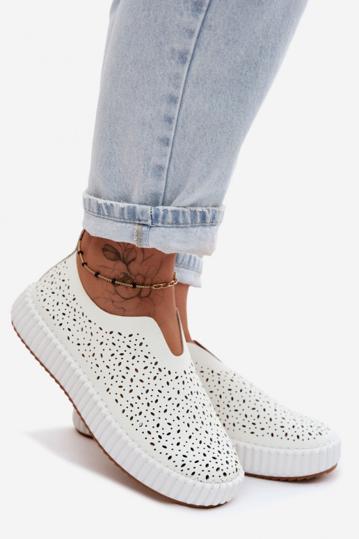 con elementi traforati Un modello convincente scarpe con una piattaforma Colore bianco Glamma