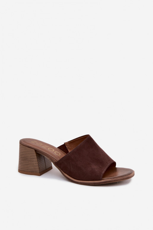 Pelle Pantofole da donna in pelle scamosciata con i tacchi Zazoo 40519 CzekoladoAe