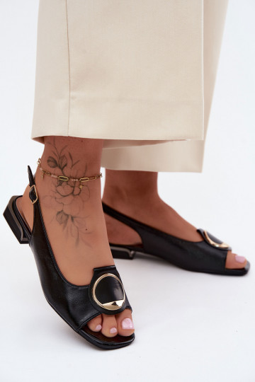 Sandali da donna con tacchi larghi con ornamenti colore nero Glima 2