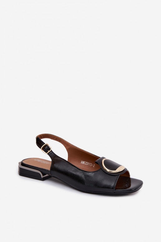 Sandali da donna con tacchi larghi con ornamenti colore nero Glima