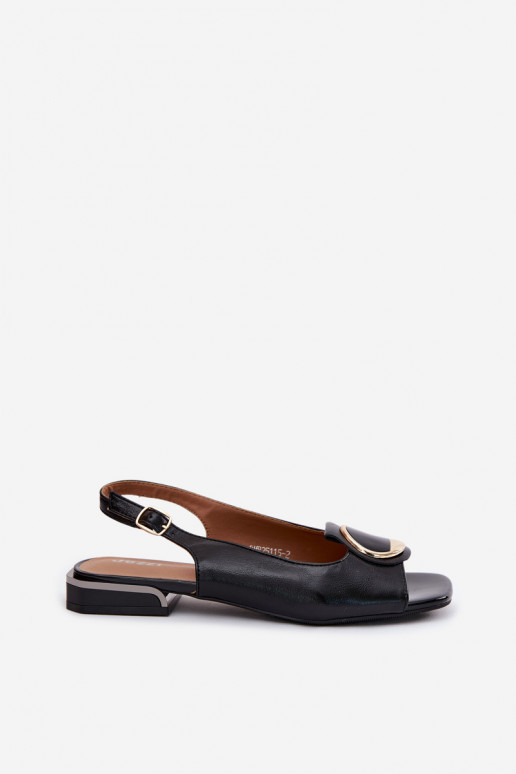 Sandali da donna con tacchi larghi con ornamenti colore nero Glima