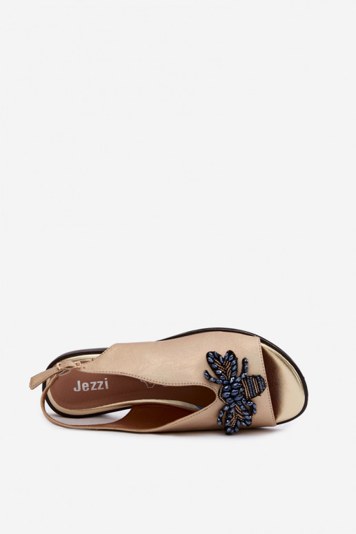 con lucentezza Sandali da donna con ornamenti isoscele colore dorato Russona