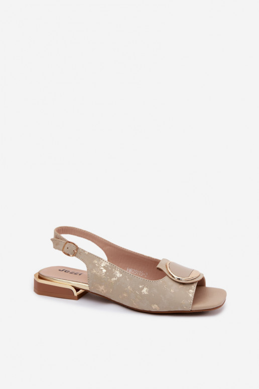 Sandali da donna con tacchi larghi con ornamenti colore dorato Glima