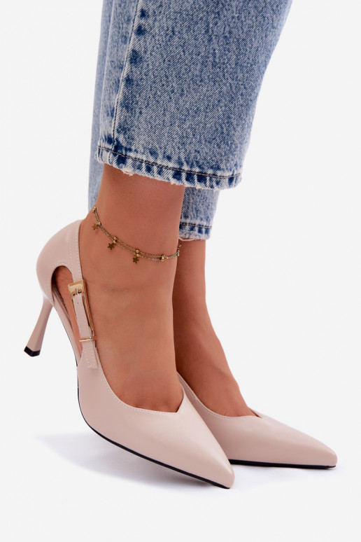 Décolleté con intagli e fibbie Vinceza 62288 color sabbia