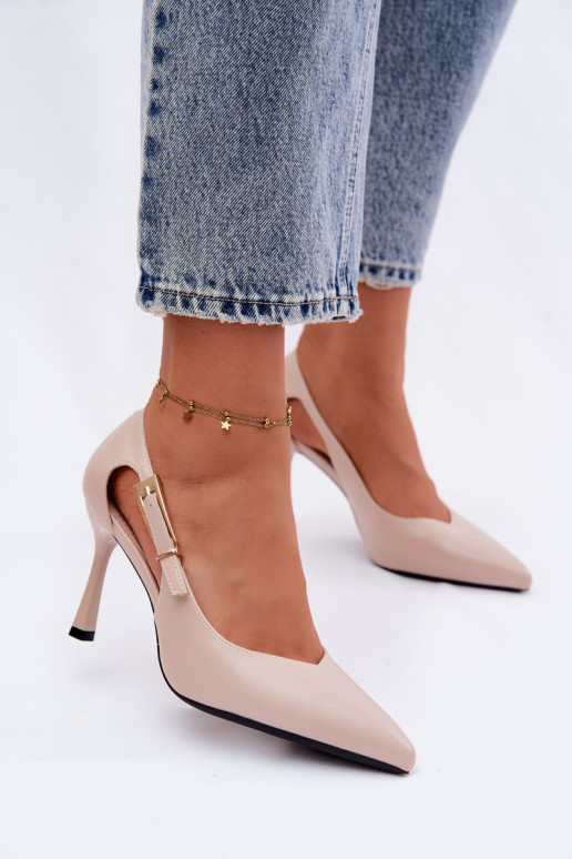 Décolleté con intagli e fibbie Vinceza 62288 color sabbia