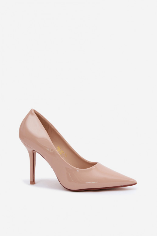 Décolleté classici in pelle verniciata color sabbia Odira