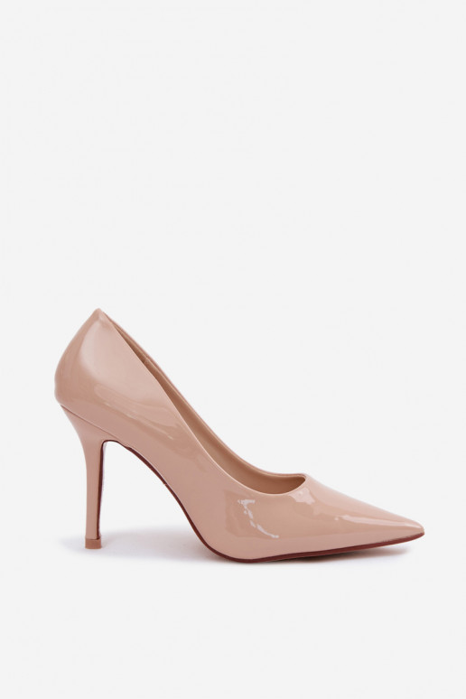 Décolleté classici in pelle verniciata color sabbia Odira