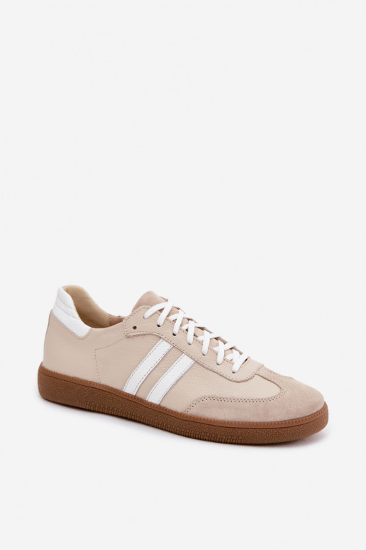 Zazoo N1068 Pelle Basso Scarpe modello sneakers Femminile beige
