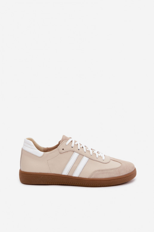 Zazoo N1068 Pelle Basso Scarpe modello sneakers Femminile beige