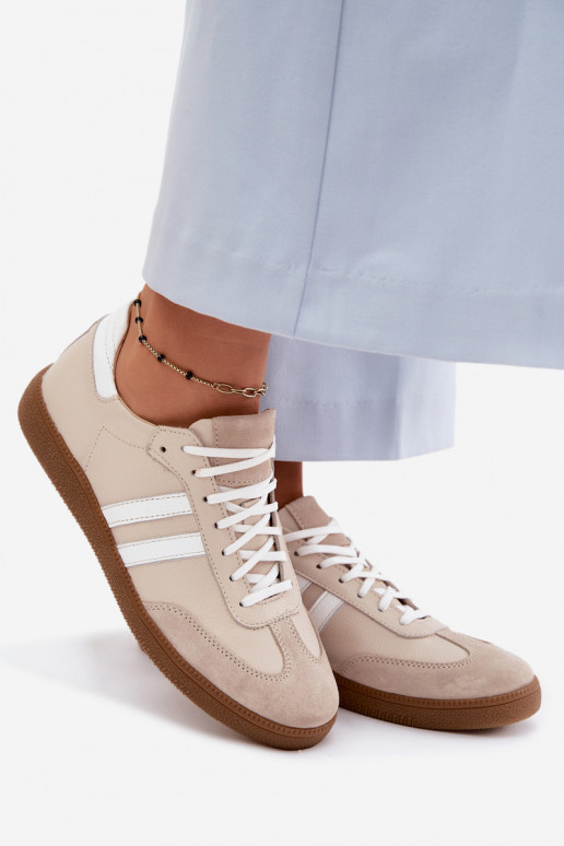 Zazoo N1068 Pelle Basso Scarpe modello sneakers Femminile beige