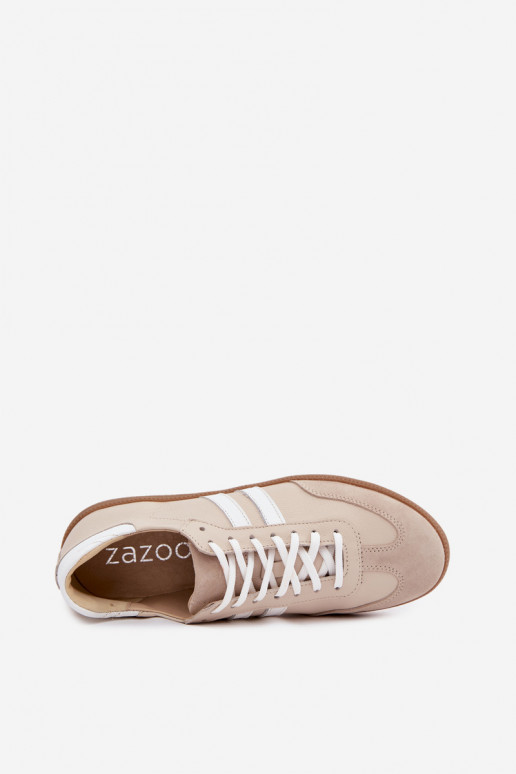 Zazoo N1068 Pelle Basso Scarpe modello sneakers Femminile beige