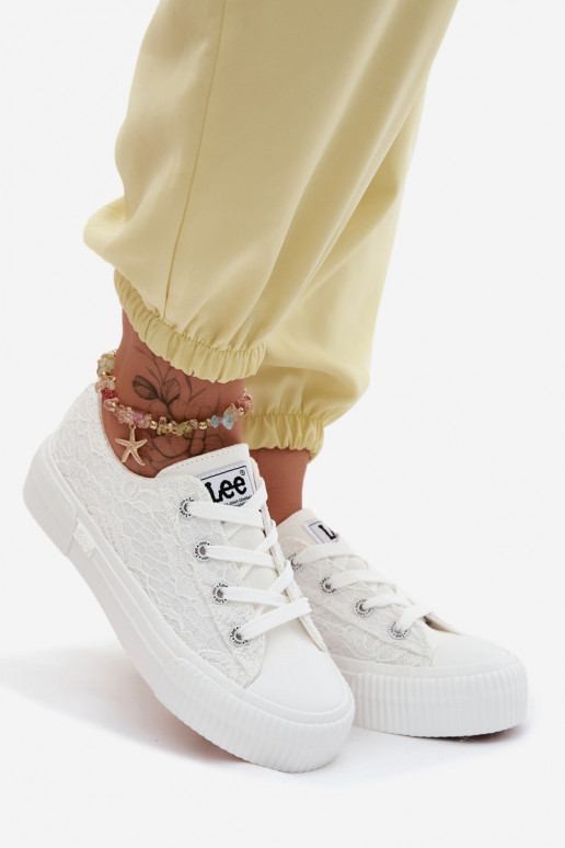 Scarpe casual con motivi in pizzo e plateau LEE ISLA LACE INOMEN LOIN 50261003.1FG bianche
