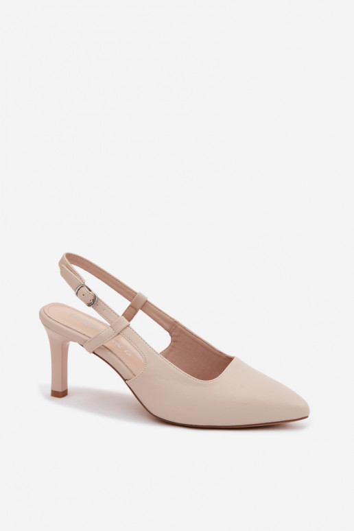 Sandali da donna con tacco Sergio Leone SK157 color sabbia