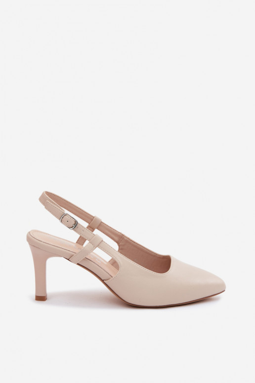 Sandali da donna con tacco Sergio Leone SK157 color sabbia