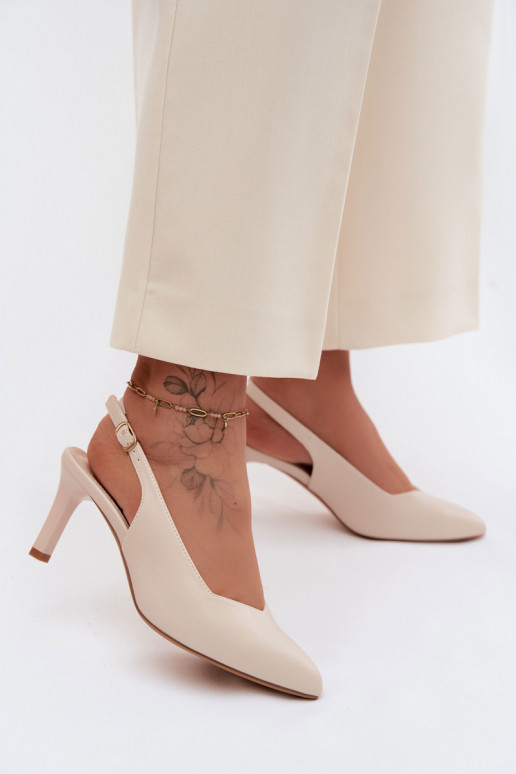 Sandali da donna con tacco sottile Sergio Leone SK158 color sabbia