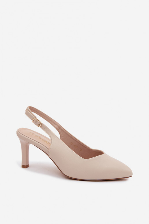 Sandali da donna con tacco sottile Sergio Leone SK158 color sabbia