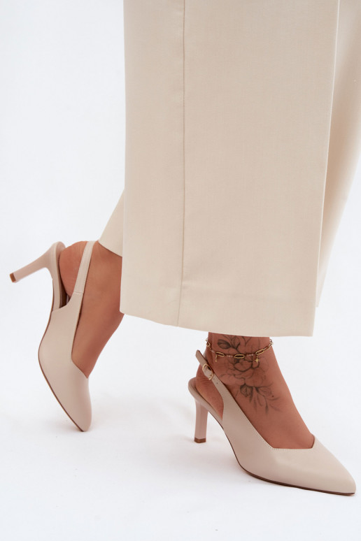 Sandali da donna con tacco sottile Sergio Leone SK158 color sabbia