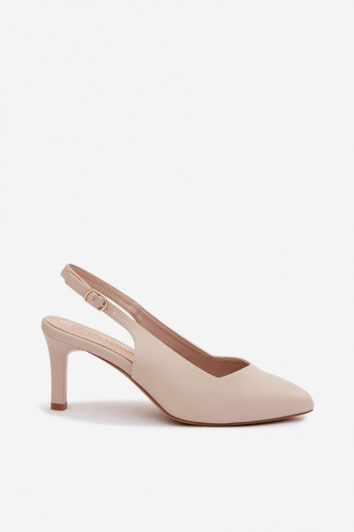 Sandali da donna con tacco sottile Sergio Leone SK158 color sabbia