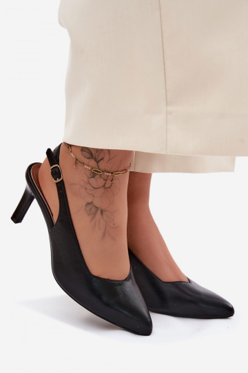 Sandali da donna con tacco sottile Sergio Leone SK158 neri