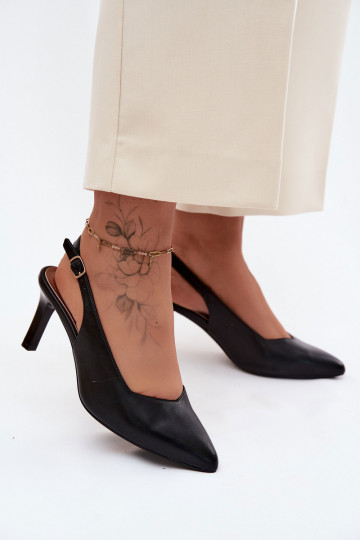 Sandali da donna con tacco sottile Sergio Leone SK158 neri 2