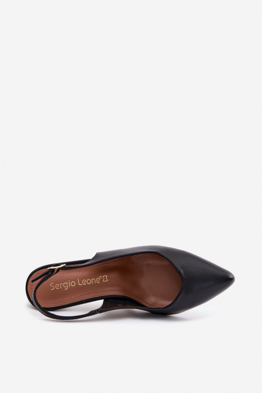 Sandali da donna con tacco sottile Sergio Leone SK158 neri