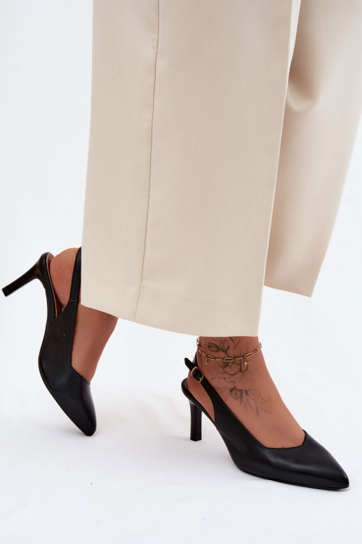 Sandali da donna con tacco sottile Sergio Leone SK158 neri