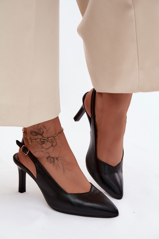 Sandali da donna con tacco sottile Sergio Leone SK158 neri