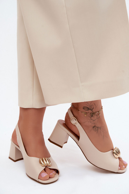 Sandali da donna Ze colore doratom Detalem Obcas Słupek Sergio Leone SK159 beige