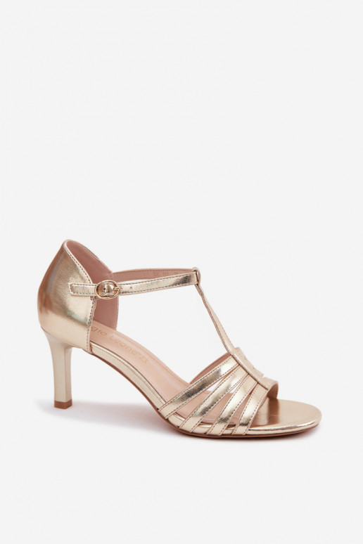 Sandali da donna con cinturini su tacco sottile Sergio Leone SK132 color oro