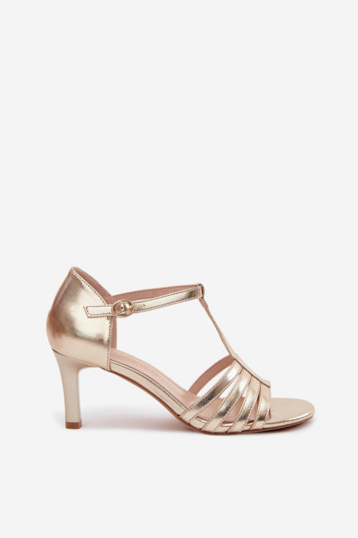 Sandali da donna con cinturini su tacco sottile Sergio Leone SK132 color oro