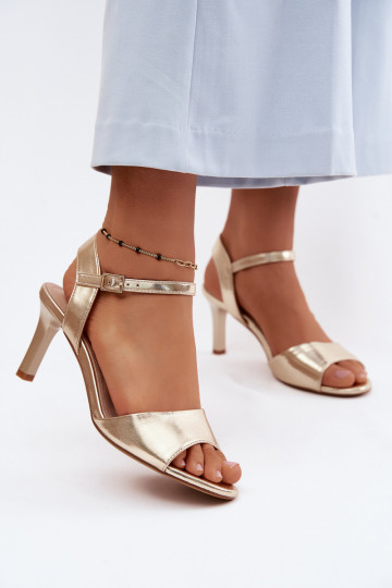 Sandali da donna Abilitato Smukłym Obcasie Sergio Leone SK347 colore dorato 2