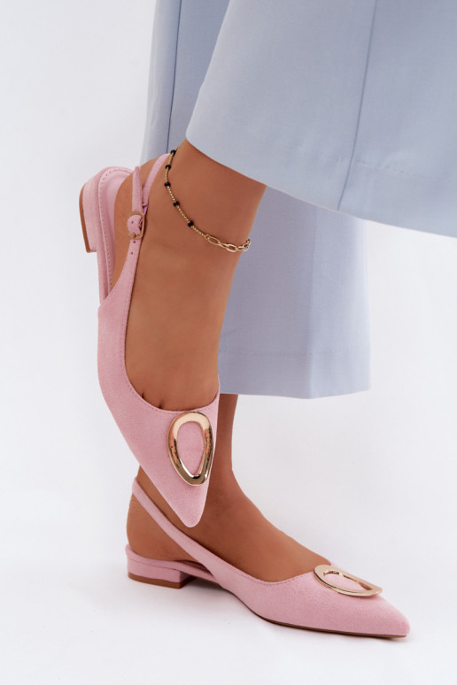 Sandali da donna con tacchi larghi con ornamenti colore rosa Sparkle