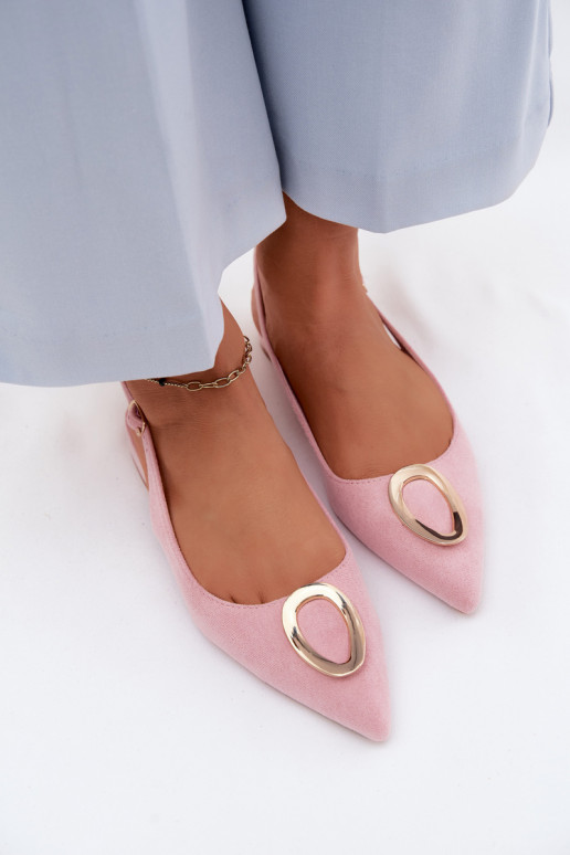 Sandali da donna con tacchi larghi con ornamenti colore rosa Sparkle