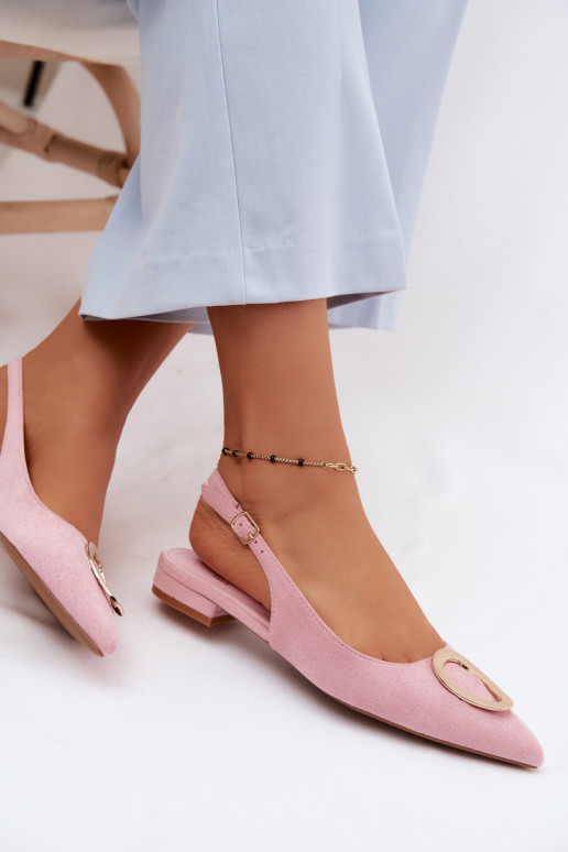 Sandali da donna con tacchi larghi con ornamenti colore rosa Sparkle