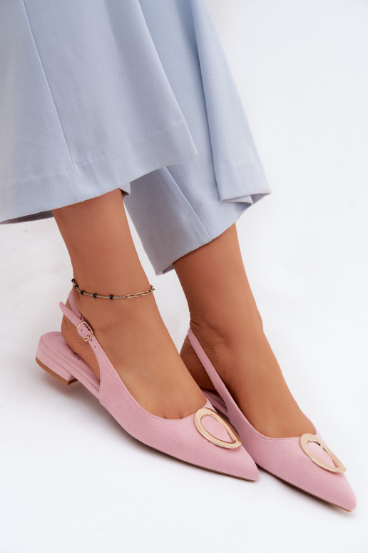 Sandali da donna con tacchi larghi con ornamenti colore rosa Sparkle