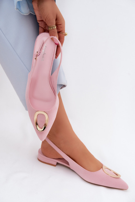 Sandali da donna con tacchi larghi con ornamenti colore rosa Sparkle