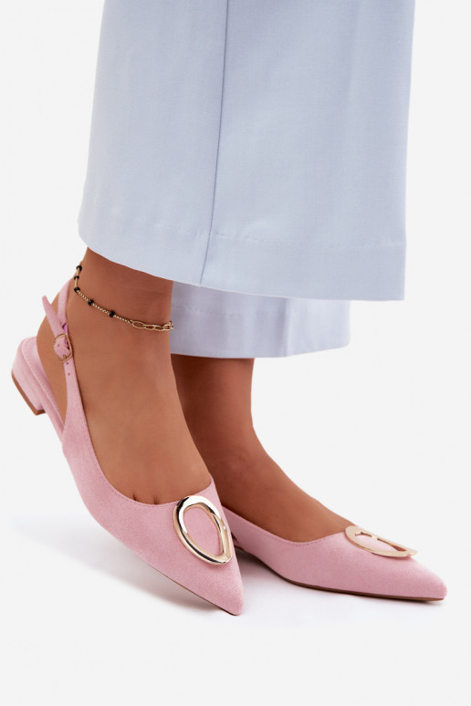 Sandali da donna con tacchi larghi con ornamenti colore rosa Sparkle