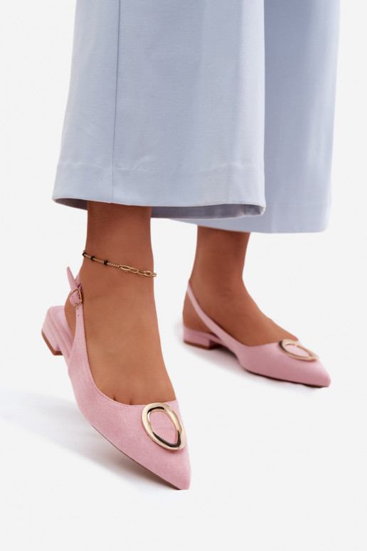 Sandali da donna con tacchi larghi con ornamenti colore rosa Sparkle