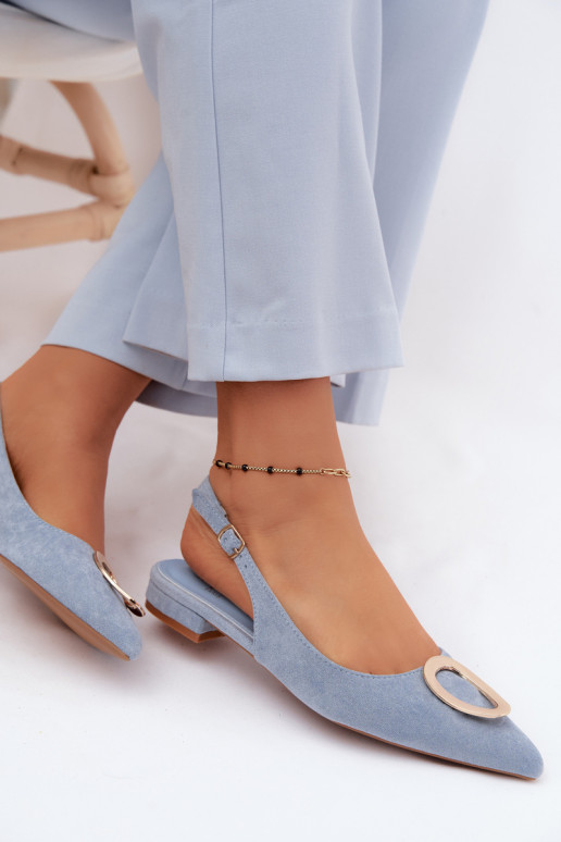 Sandali da donna con tacchi larghi con ornamenti colore blu Sparkle