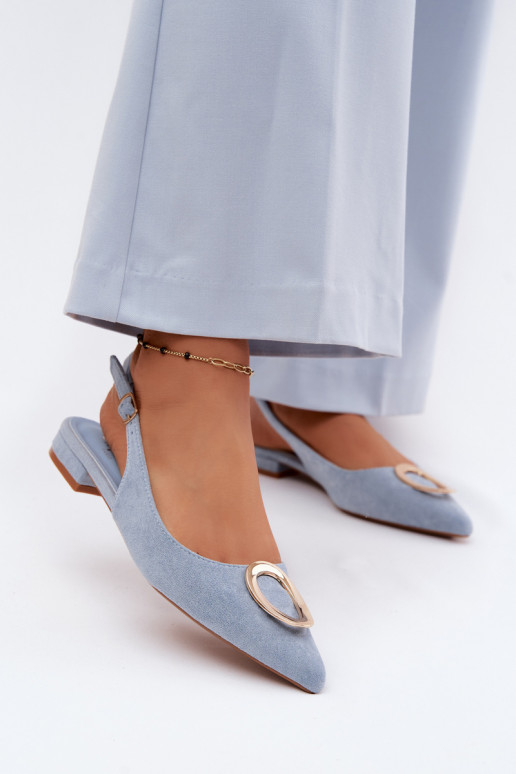 Sandali da donna con tacchi larghi con ornamenti colore blu Sparkle